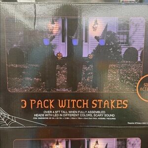 Halloween Witch Stakes with LED Lights - 3 Pack